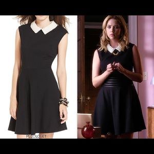Bestey Johnson Black Crepe Dress with Pearl Collar Size 12